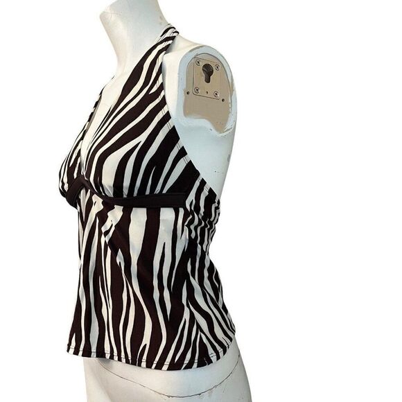 Speedo Active Tank Top Ladies Size 10 Workout Running Built In Bra Zebra Halter - Picture 3 of 5